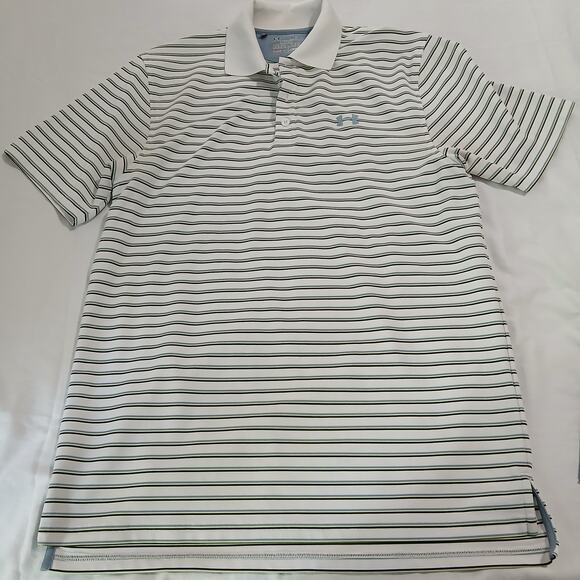 set of 2 Polo Shirts Xl/Med Short-sleeved Under Armour/GH Bass Striped easy care - Picture 6 of 16